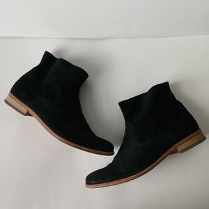 Bisous Confiture Black Suede Ankle Bootie Women's Size EU 38 Round Toe Boho